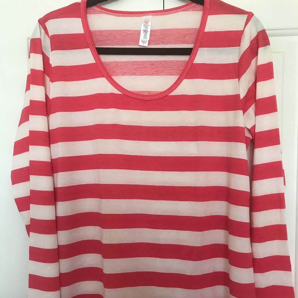 LuLaRoe pink and white striped Lynnae